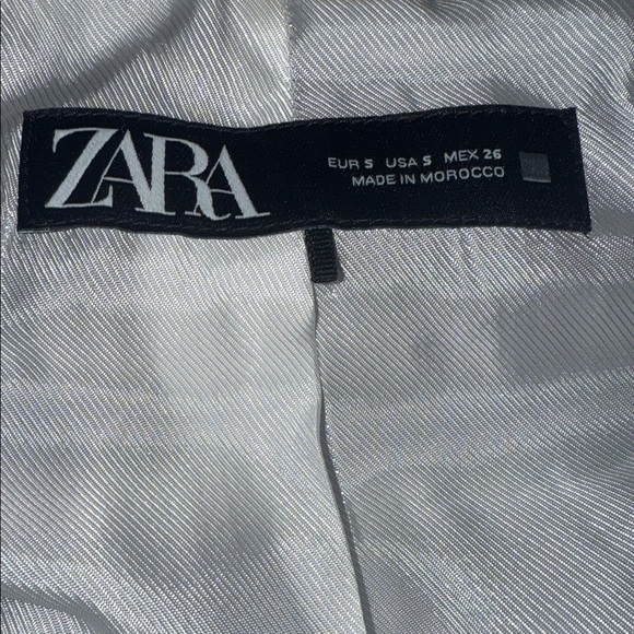 Zara Dark Blue Open Blazer Jacket Contrast Rolled Sleeve Women’s Size Small - Picture 5 of 5